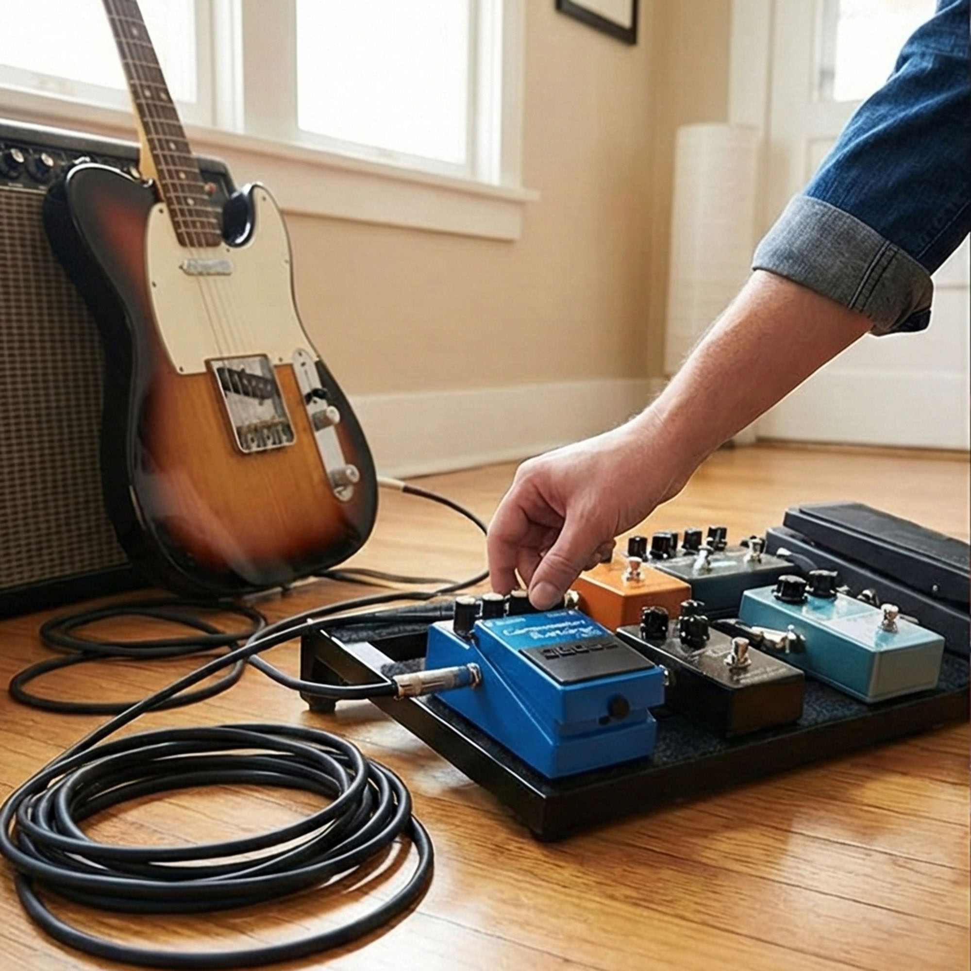 Boss CS-3 Compressor/Sustainer w/ Instrument Cables