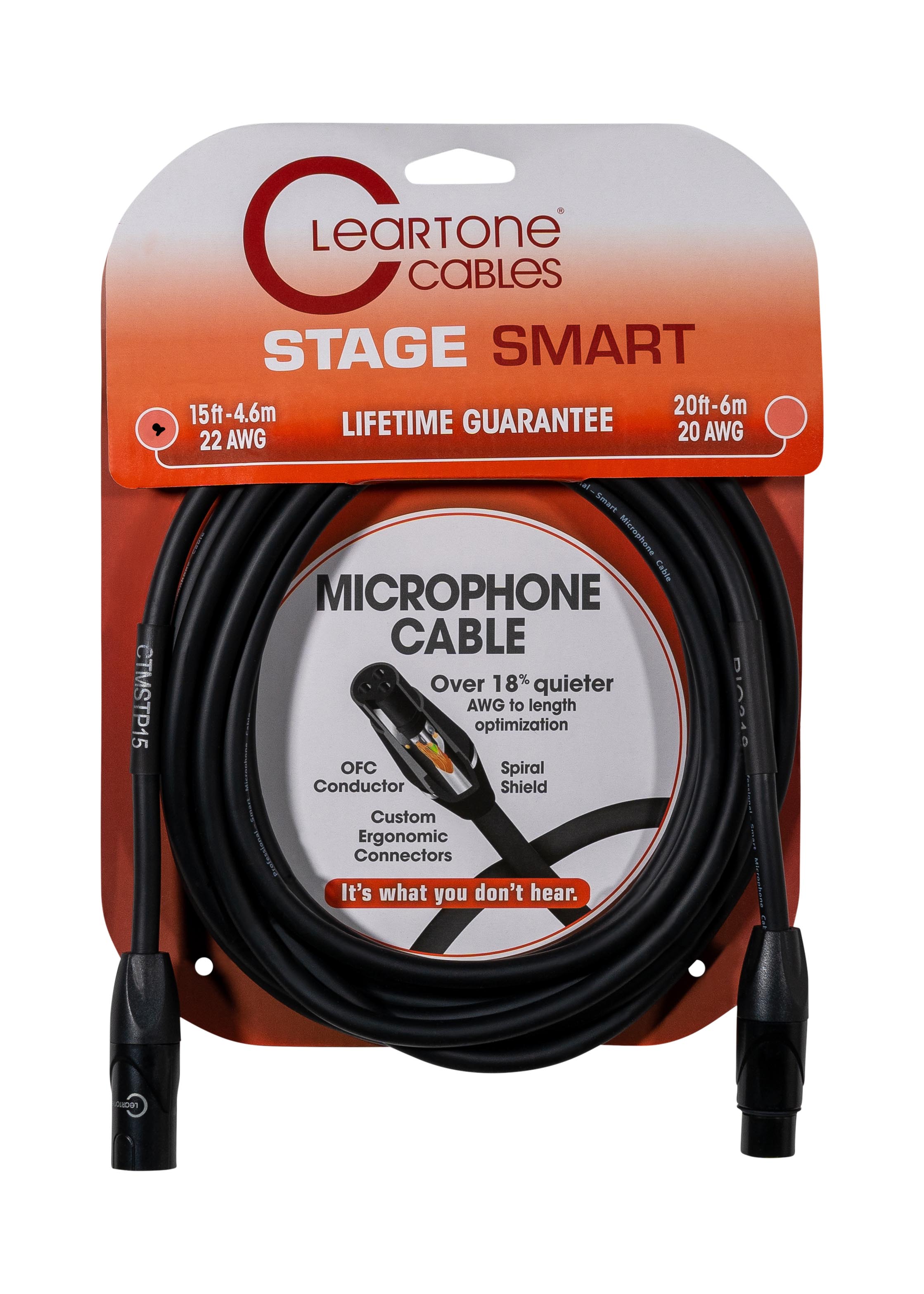 Cleartone 15-Foot Stage Smart Microphone Cable, 22 AWG - 2 Pack