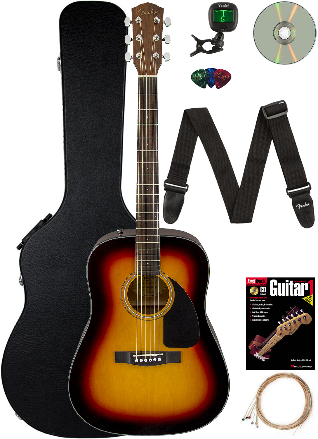 Fender CD-60 Dreadnought Acoustic Guitar - Sunburst w/ Hard 