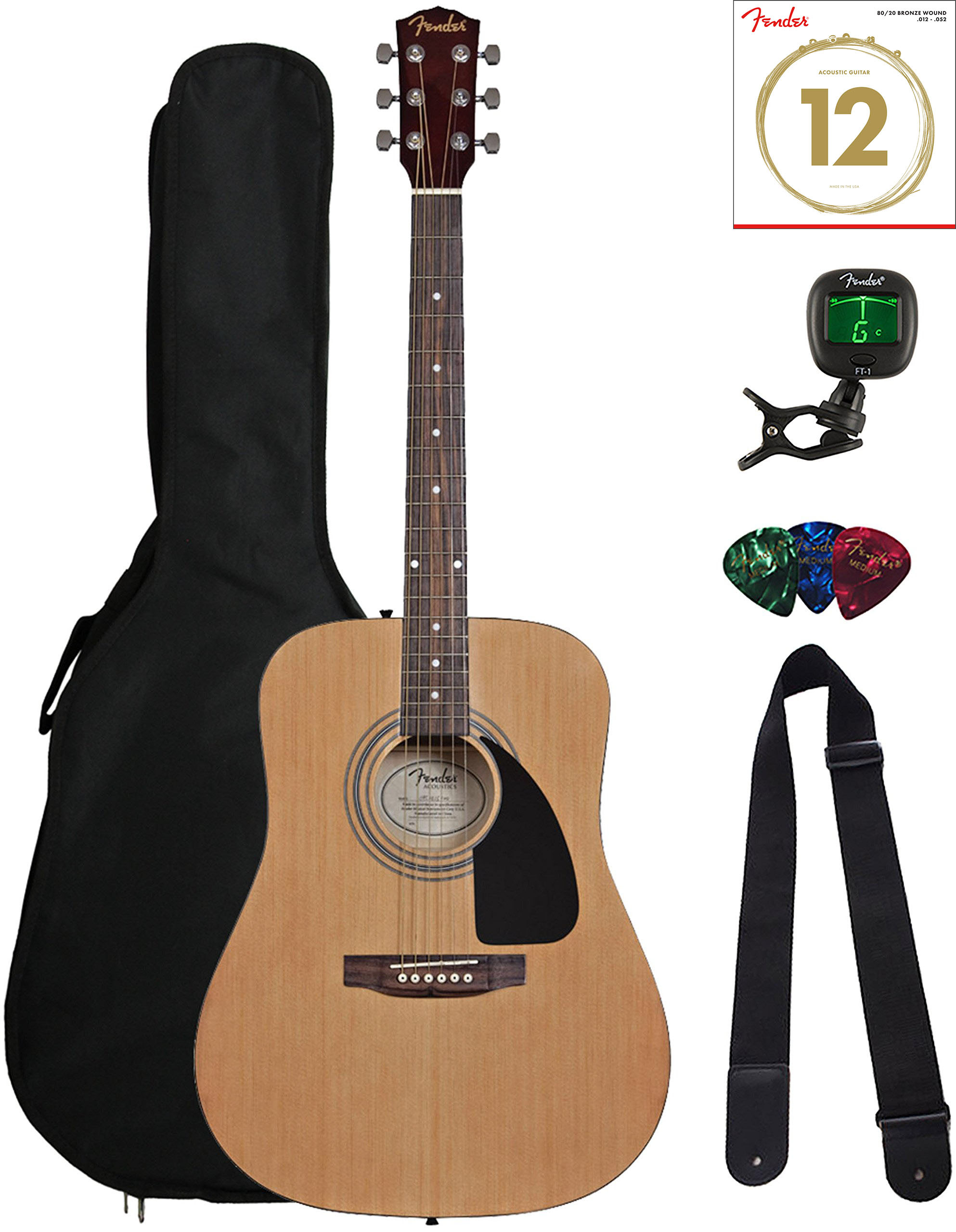 Fender FA-115 Dreadnought Acoustic Guitar - Natural w/ Gig Bag