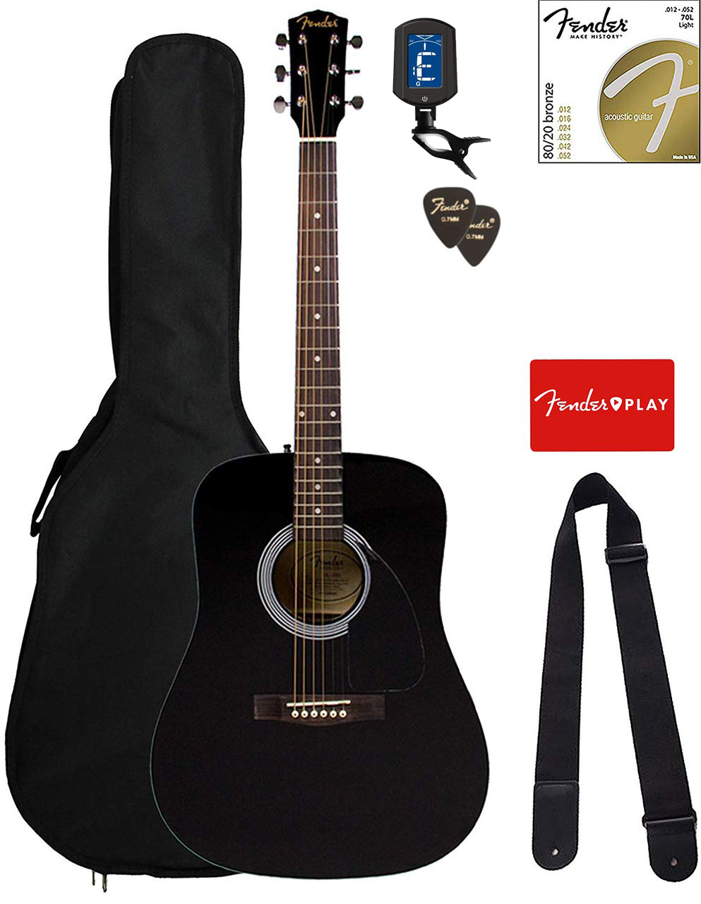 Fender FA-115 Dreadnought Acoustic Guitar - Black w/ Gig Bag