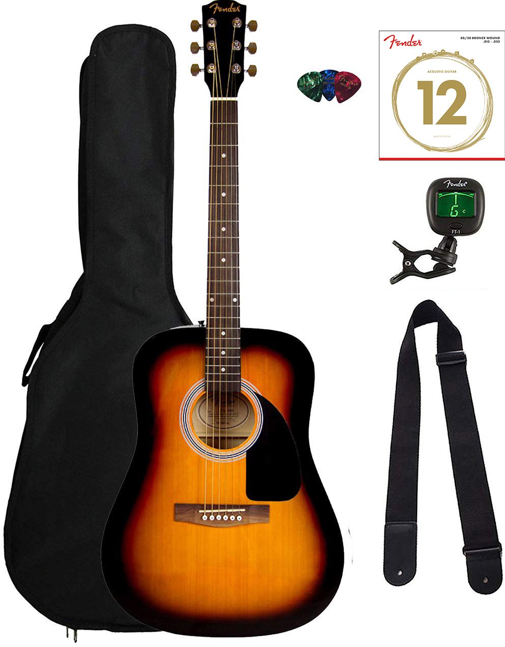 Fender FA-115 Dreadnought Acoustic Guitar - Sunburst w/ Gig Bag