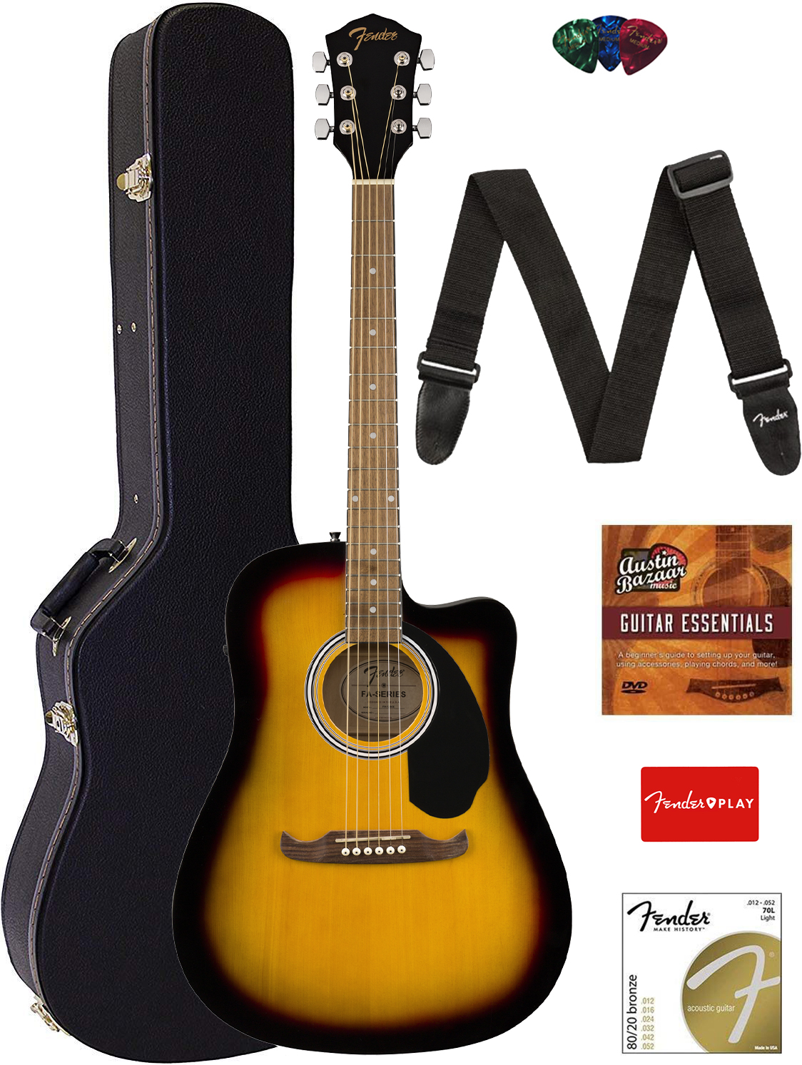 Fender FA-125CE Dreadnought Acoustic-Electric - Don't miss the campaign Guitar Great interest Sunburst