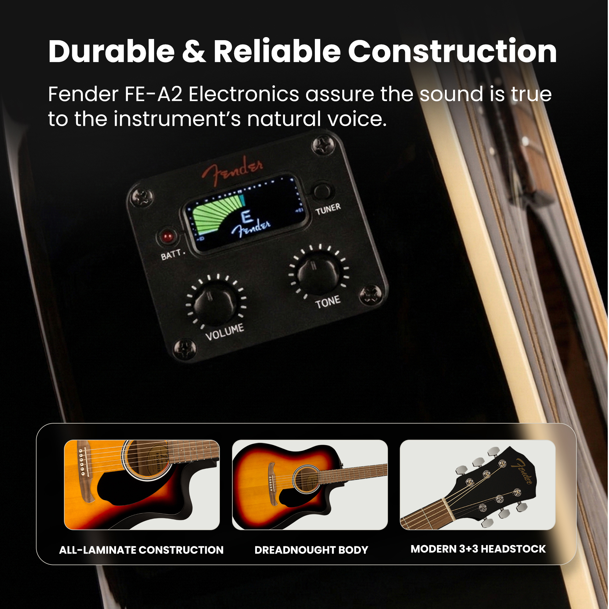 Fender FA125CE Dreadnought Cutaway AcousticElectric Guitar Sunburst