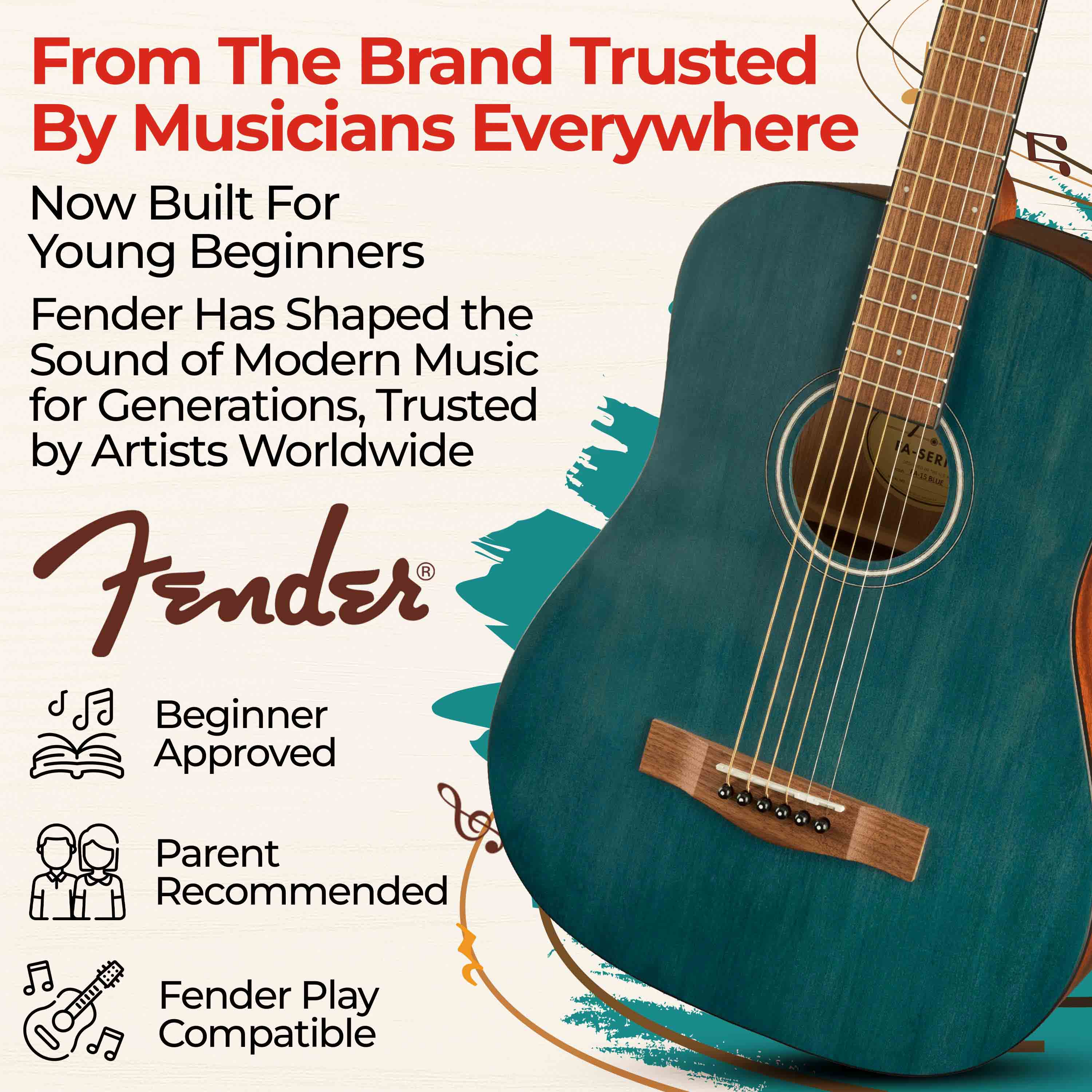 Fender 0971170187 6 String Acoustic Guitar Blue for sale online eBay