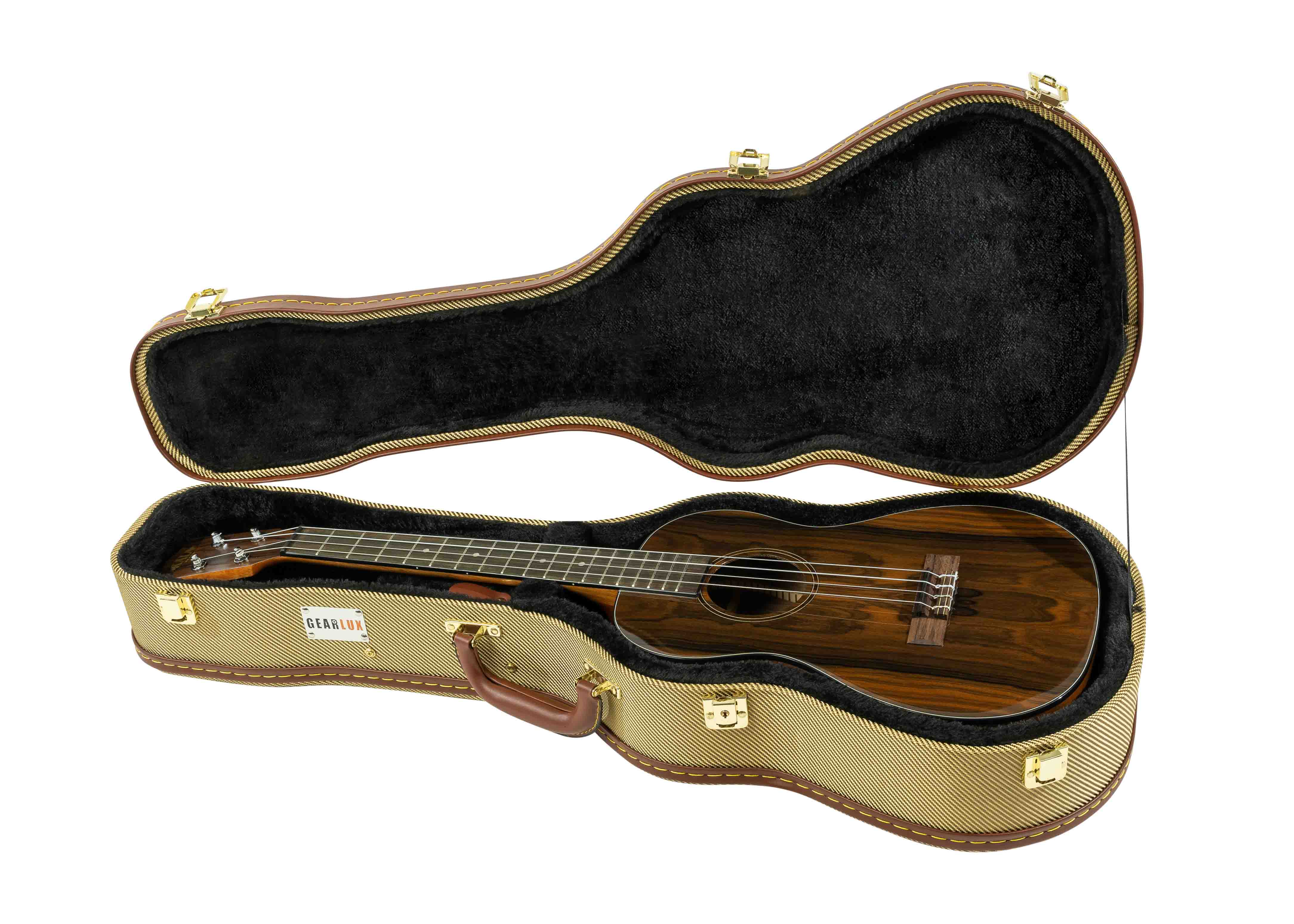 Gearlux Soprano Ukulele Hard Case - Gold Tweed (21-Inch Length)