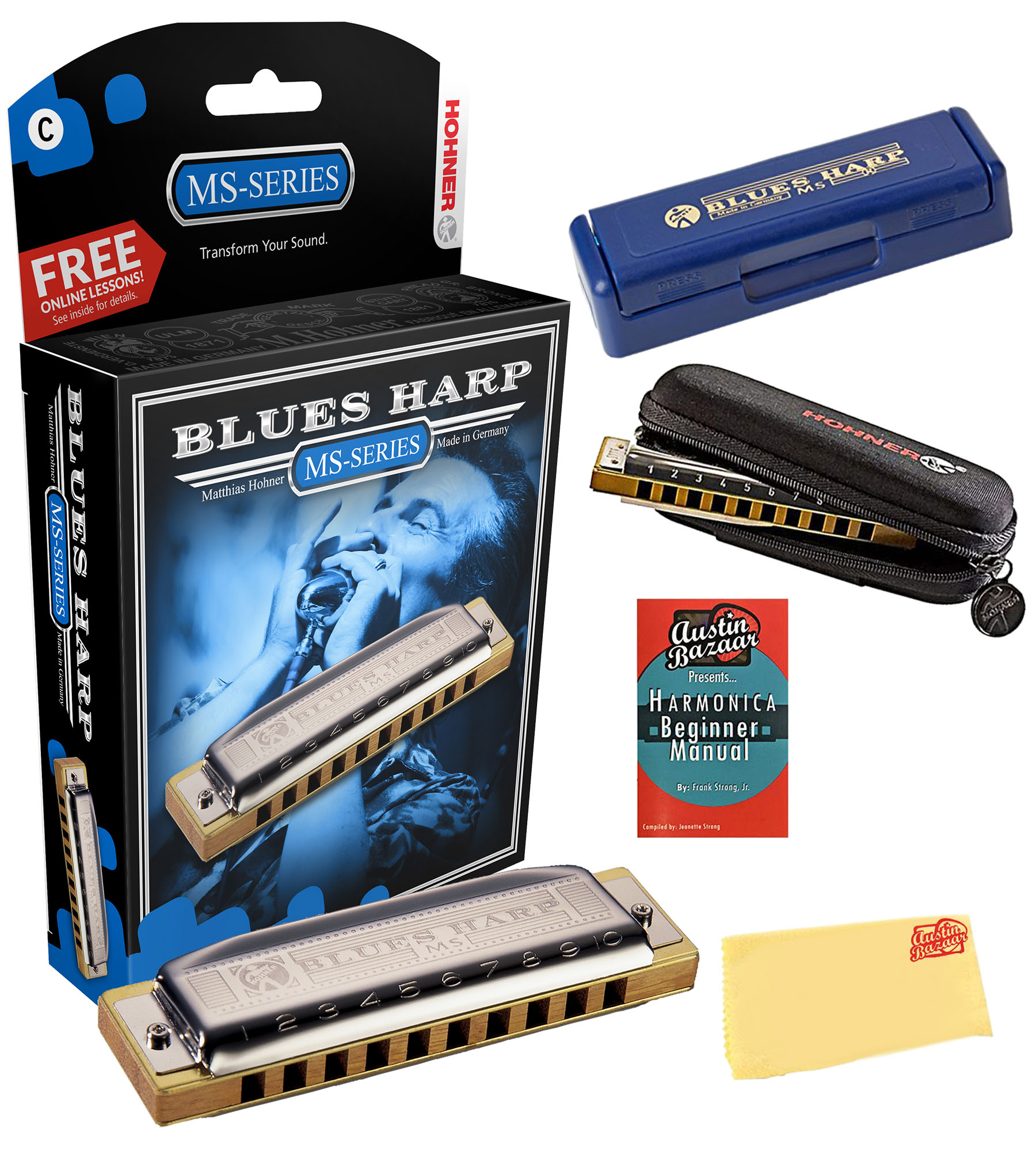 NEW HOHNER 532/20 BLUES HARP HARMONICA "F" HARP & CASE FACTORY SEALED NEW SALE 