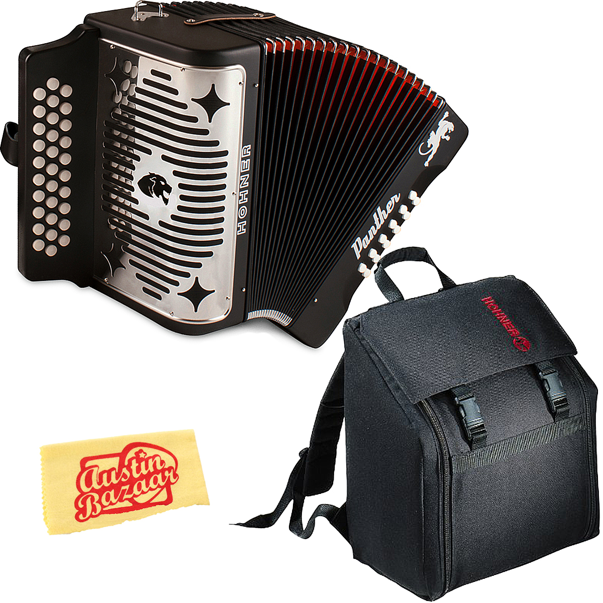 Hohner Panther Diatonic Accordion Keys F/Bb/Eb w/ Gig Bag