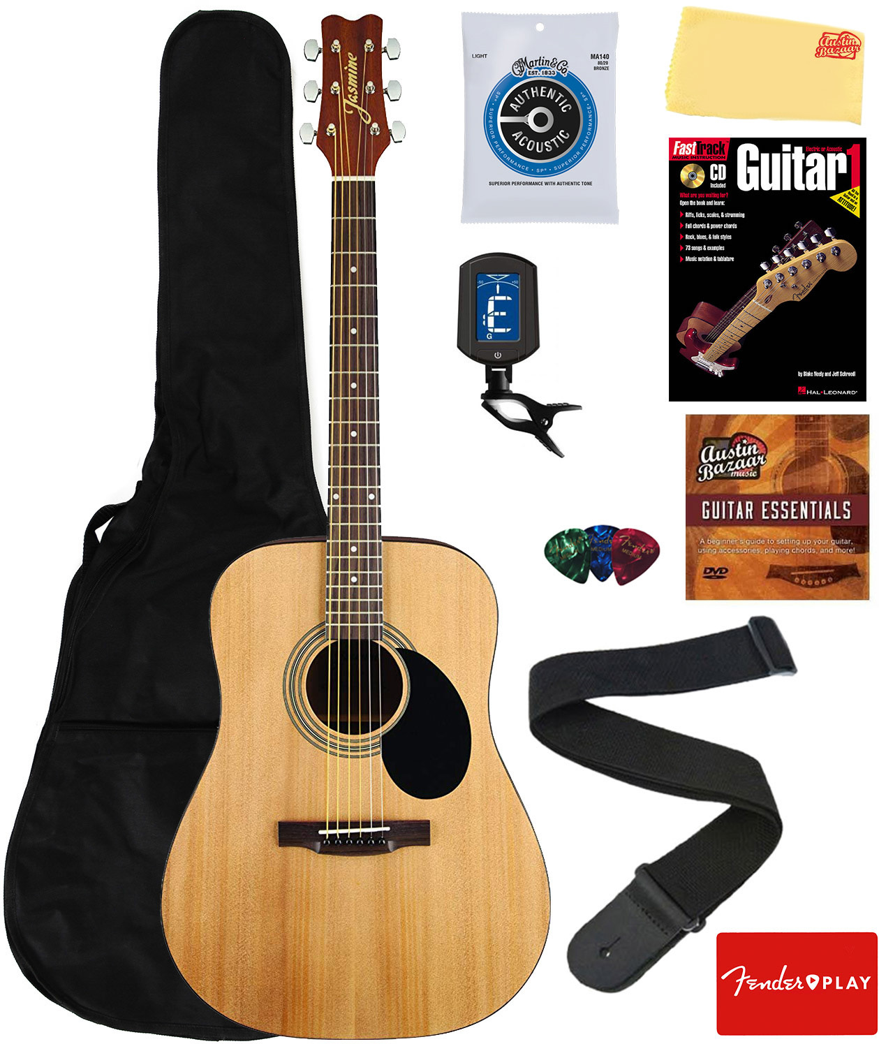 Guitarra acústica Jasmine S35 Dreadnought - natural con bolsa de concierto