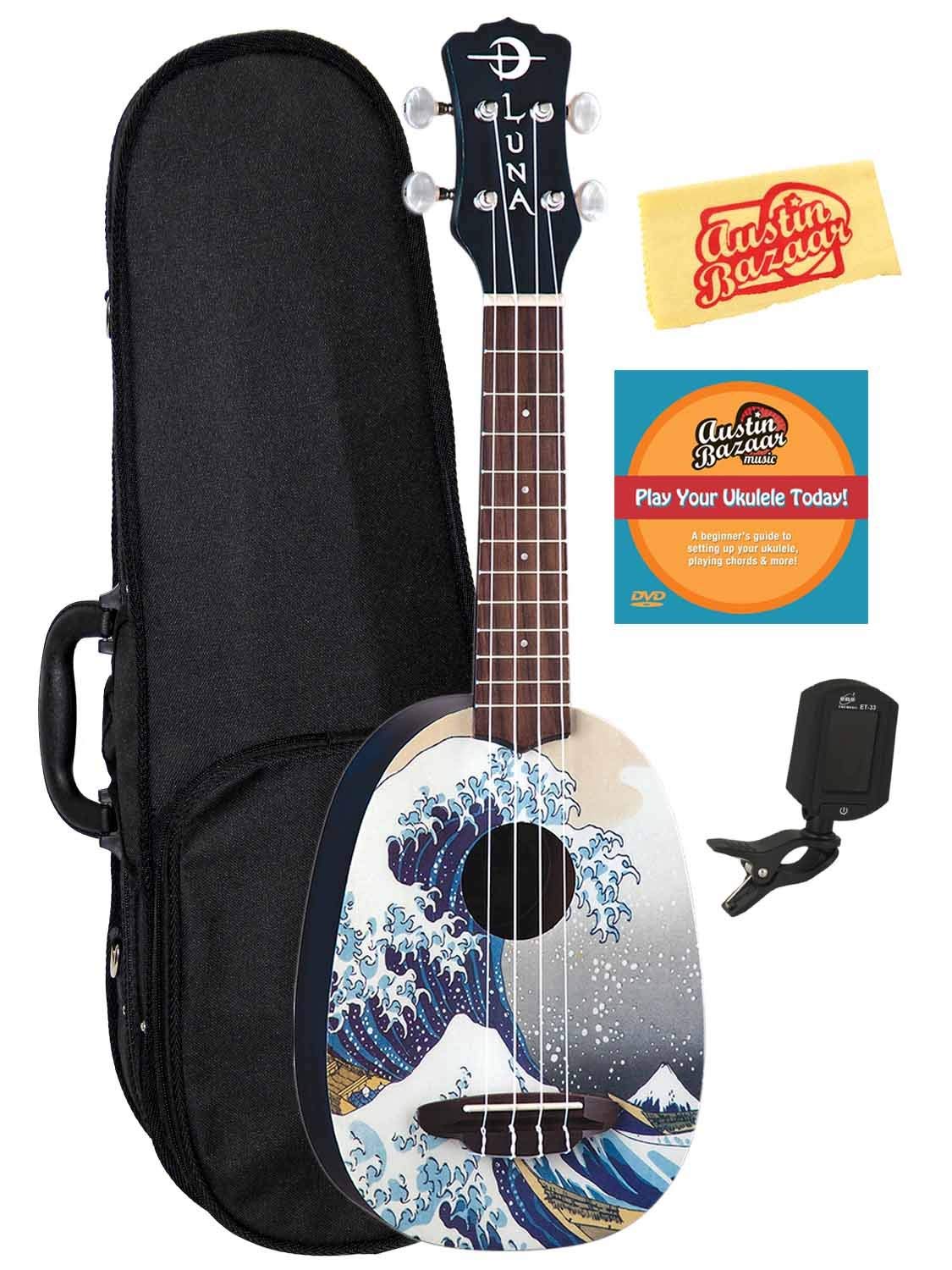 Luna Great Wave Soprano Ukulele w/ Hard Case 741459803070 eBay