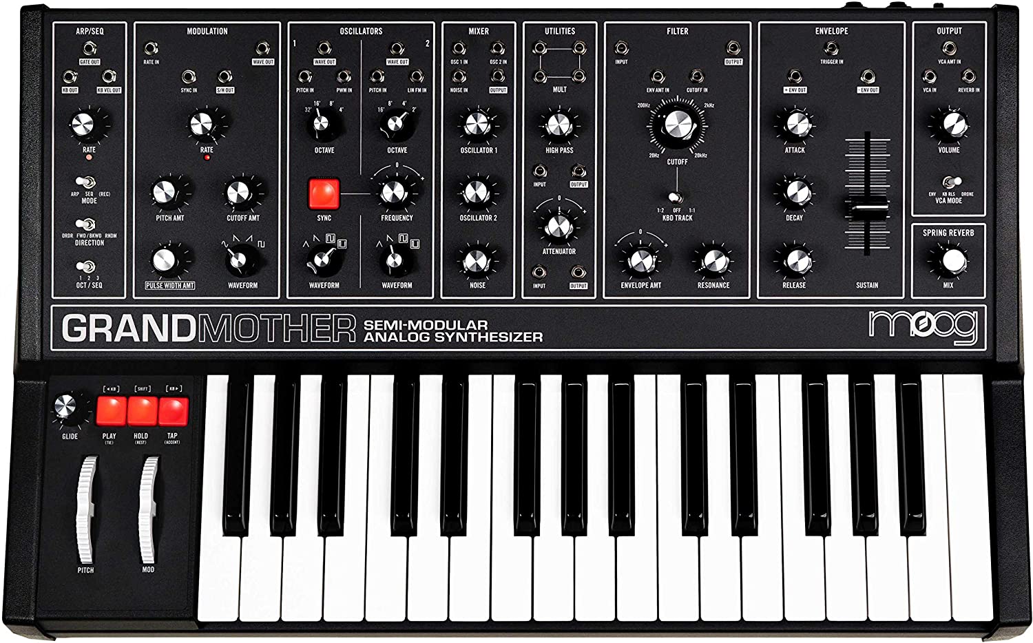Moog Grandmother Dark Semi-Modular Analog Keyboard Synthesizer