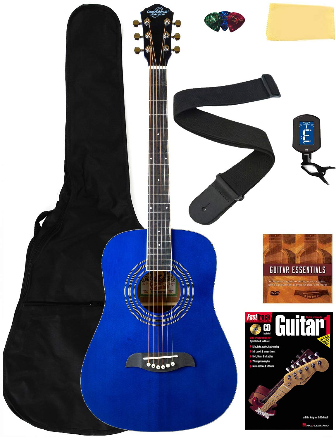 Natural Wood Guitar With Case for Kids/Boys/Beginners 30 BLUE 