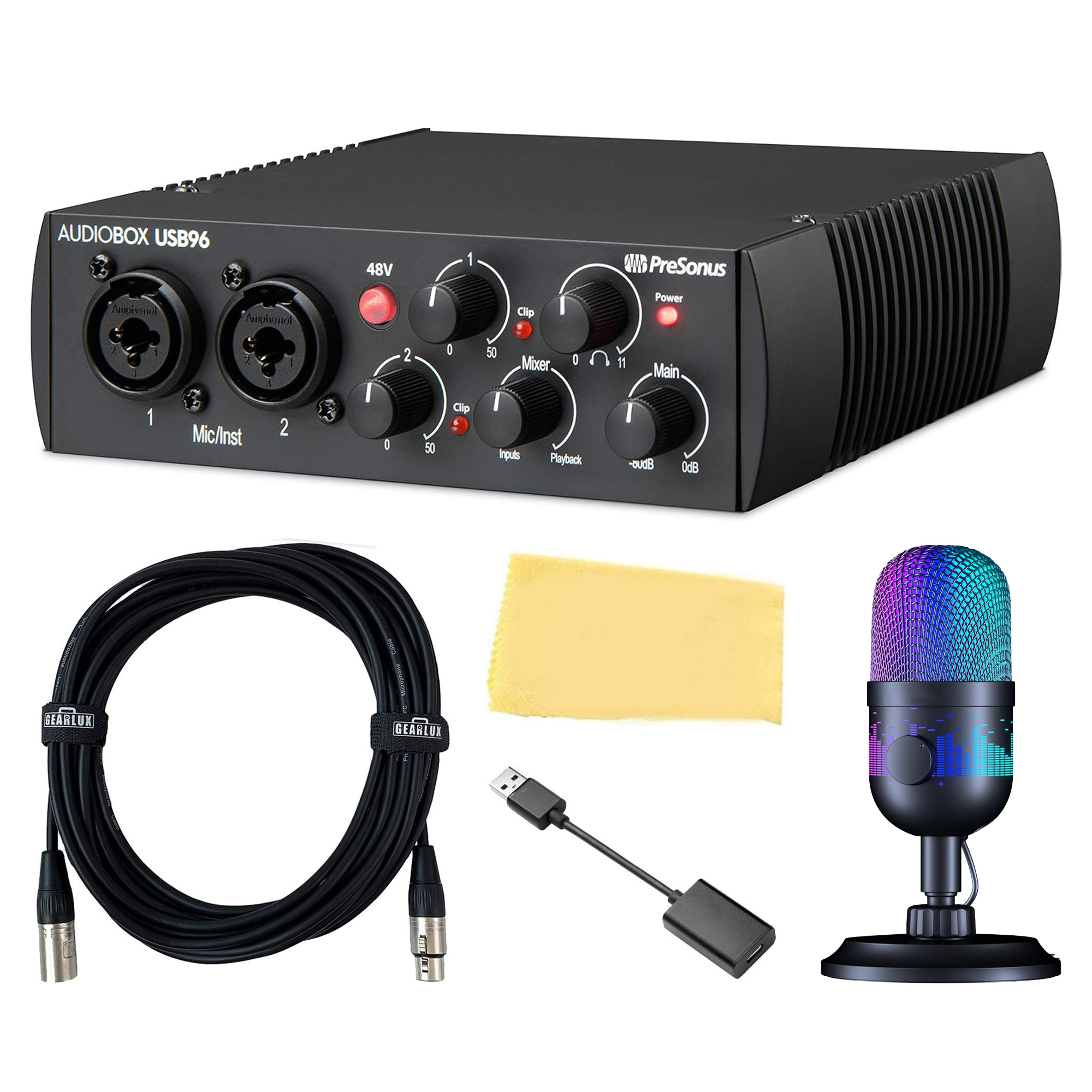 PreSonus AudioBox USB 96 USB Audio Interface Matte Black w/ XLR Cable