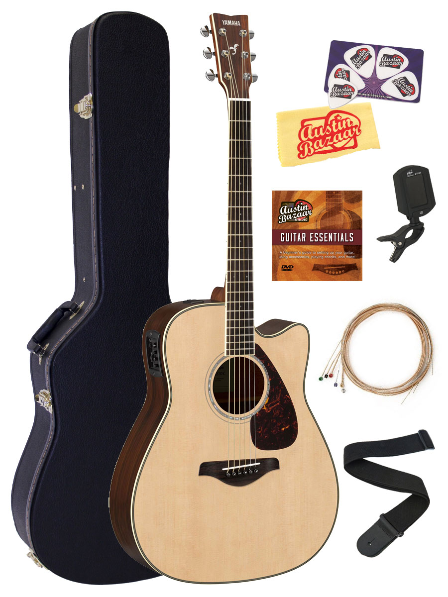 Yamaha FGX830C Solid Top Folk AcousticElectric Guitar Natural w