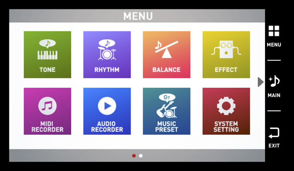 The Casio CGP-700 touch screen interface.