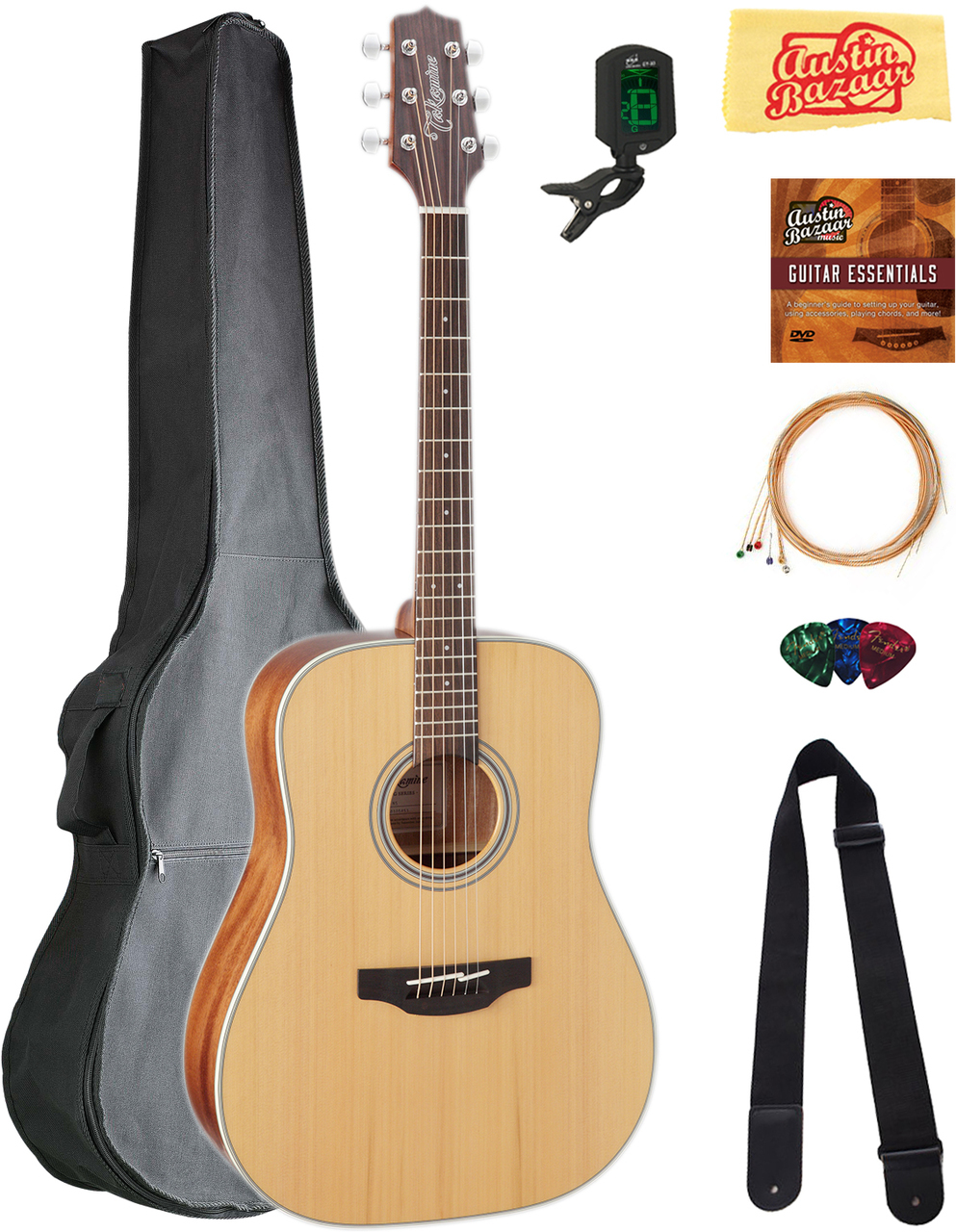 TAKAMINE GD20NS DREADNOUGHT ACOUSTIC GUITAR - NATURAL SATIN W/ GIG BAG